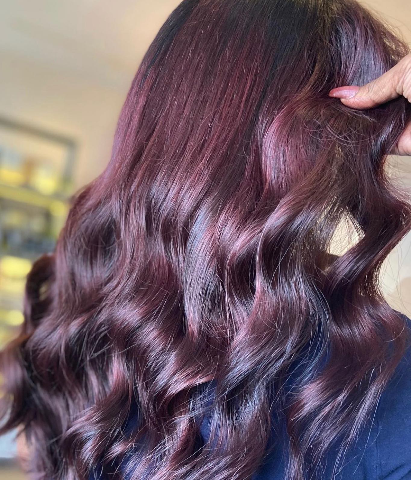 vivid hair color, long layers, violet hair color, purple hair